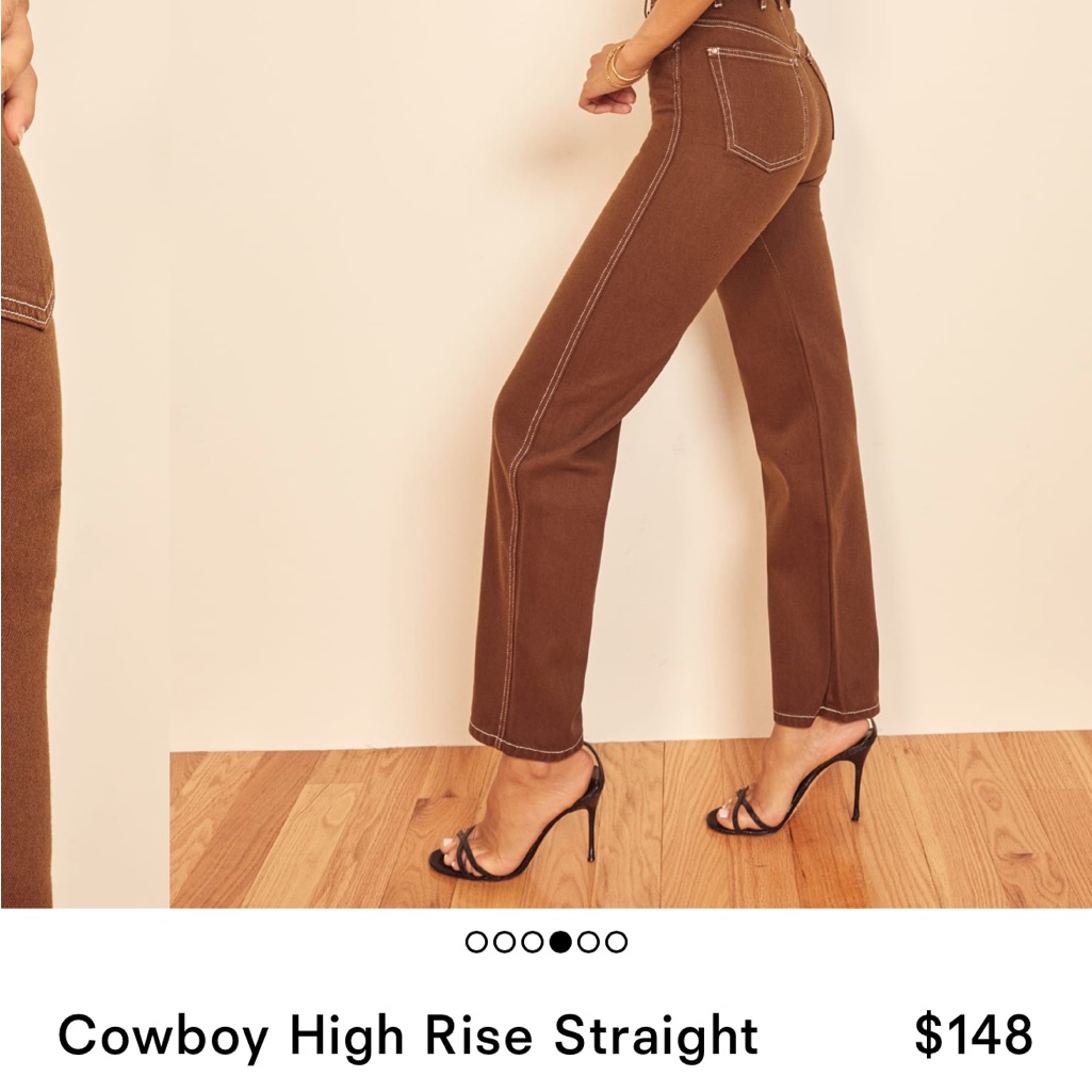 Reformation Cowboy High Rise Straight Jeans Chocolate Brown, 24